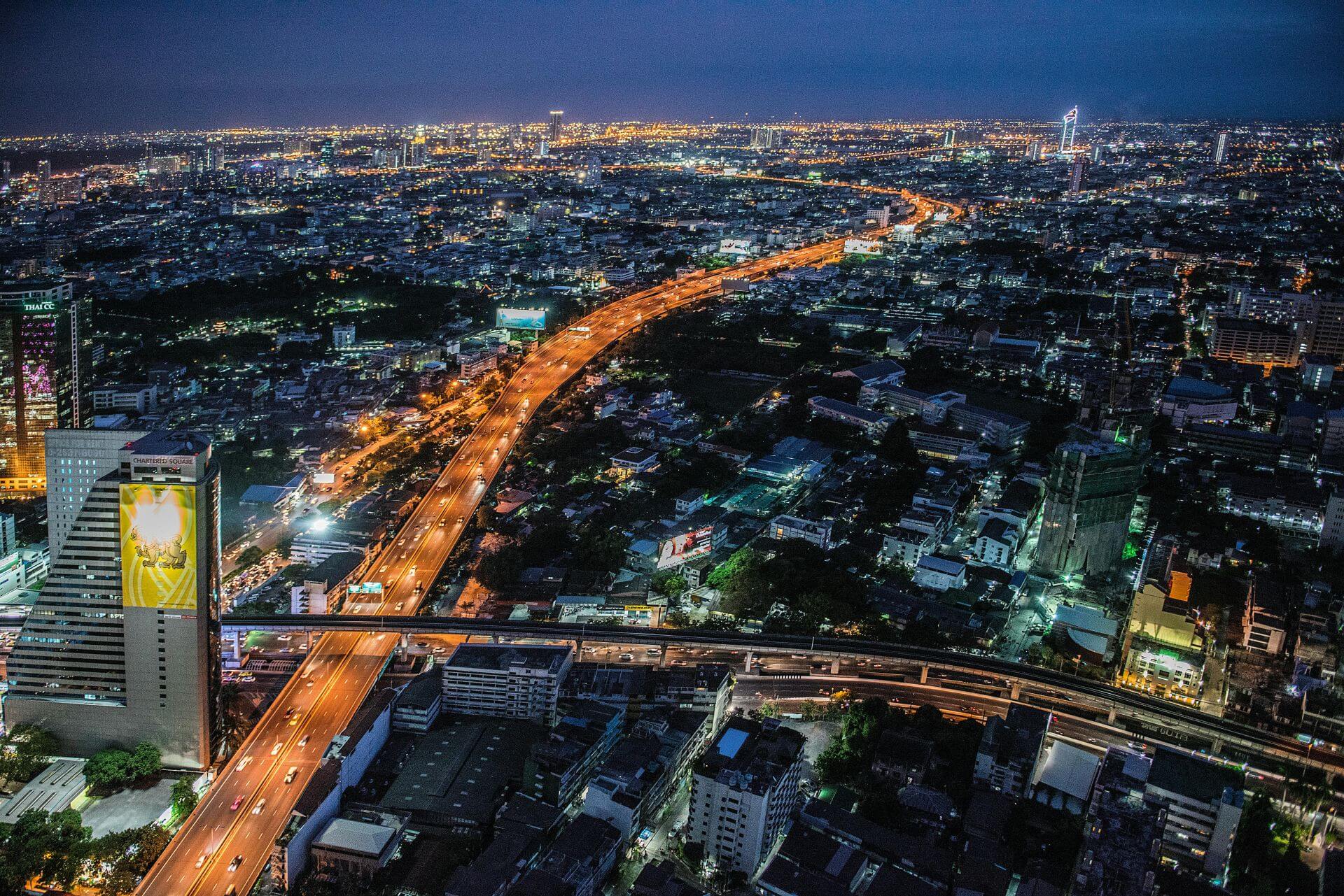 Bird's Eye View Of Bangkok During Night